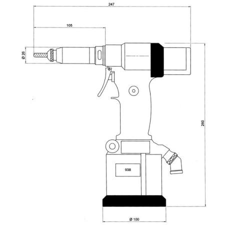 RIV938 Заклепочник пневматический для резьбовых заклепок 